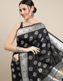 black Authentic Paithani sarees with great radha krishna pallu orignal look