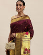 maroon color paithani saree with all over gardan pallu