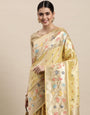 white best multicolor meenawork zariweaving banarasi saree for woman