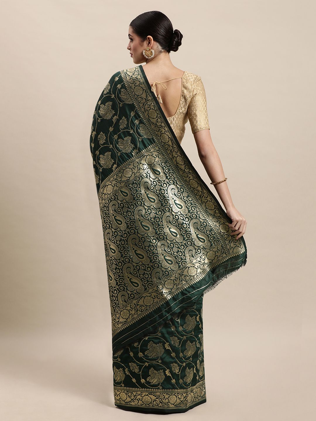 green  bollywood inspire paithani saree soft fabric