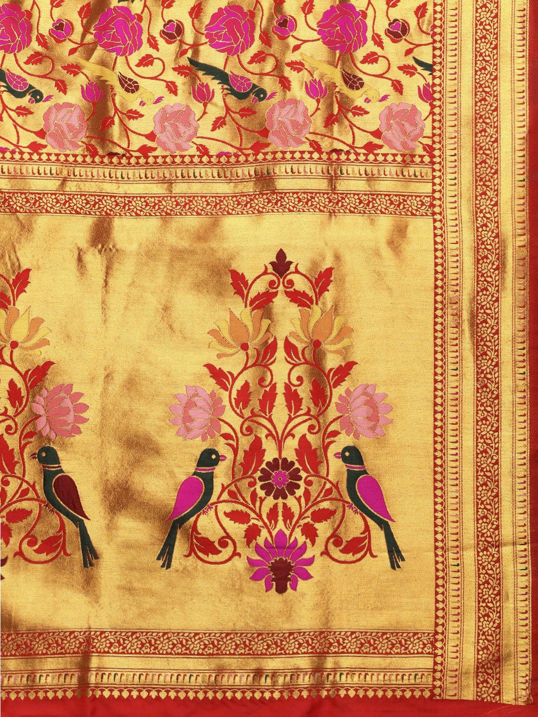 Red Color Pure Paithani Silk Saree-Latest Paithani Bollywood Collecton