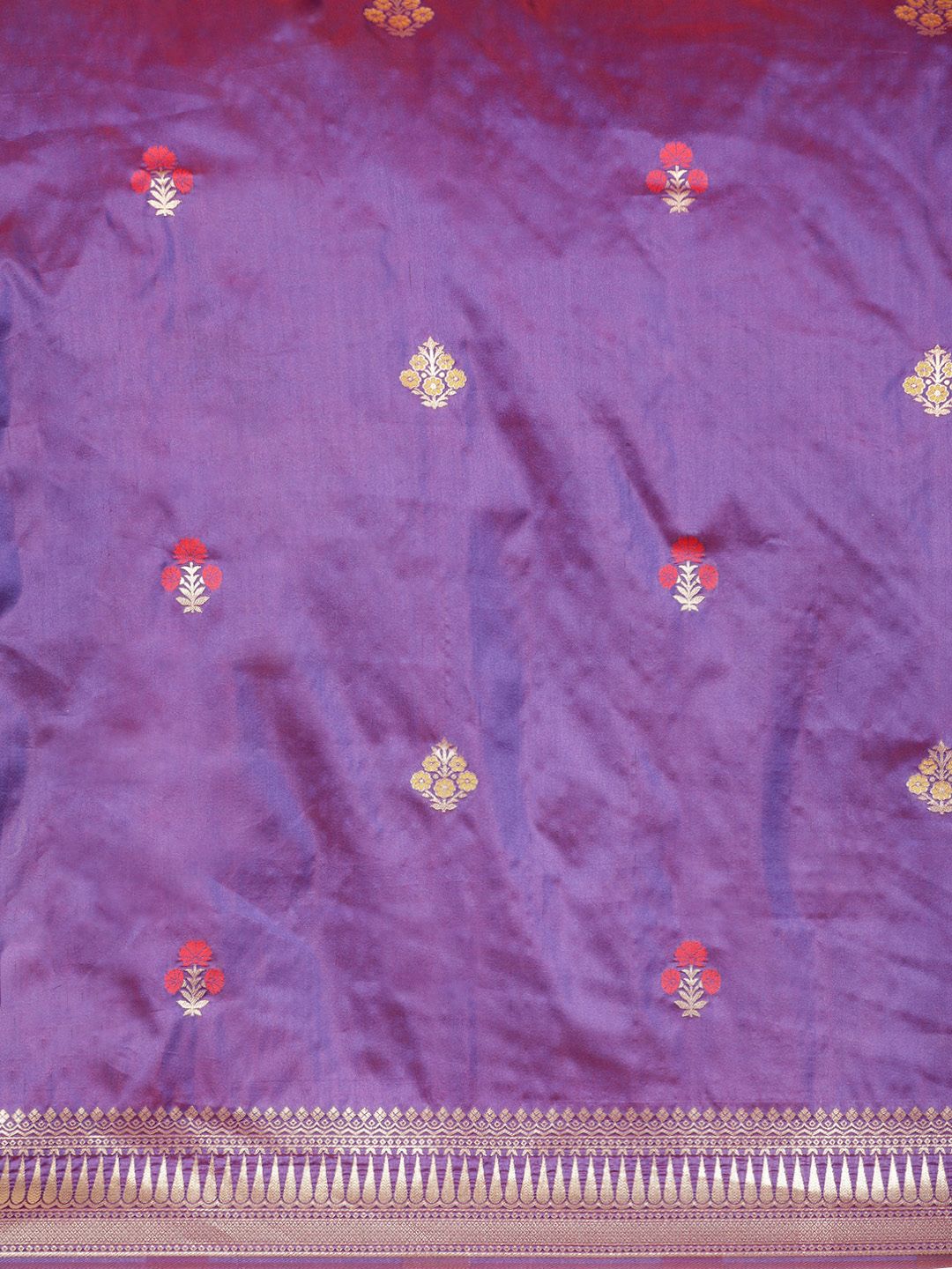 Purple with red tone pure banarasi party were saree with zari weaving