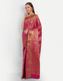 Red Color Pure Kanjivaram Silk Saree With Gold Zari Weaving Work  And Rich Pallu