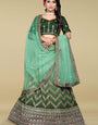 green color embroidery designer semi stiched lehenga for wedding festival