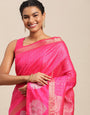 Pink color designer  linen silk saree