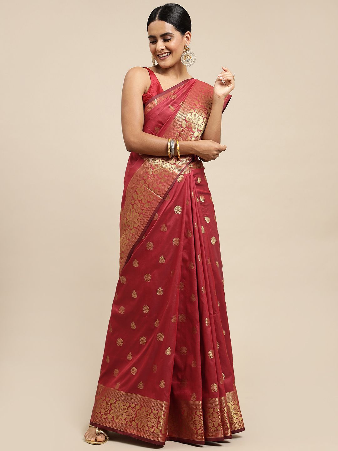 Red color everyday were paithani saree for woman