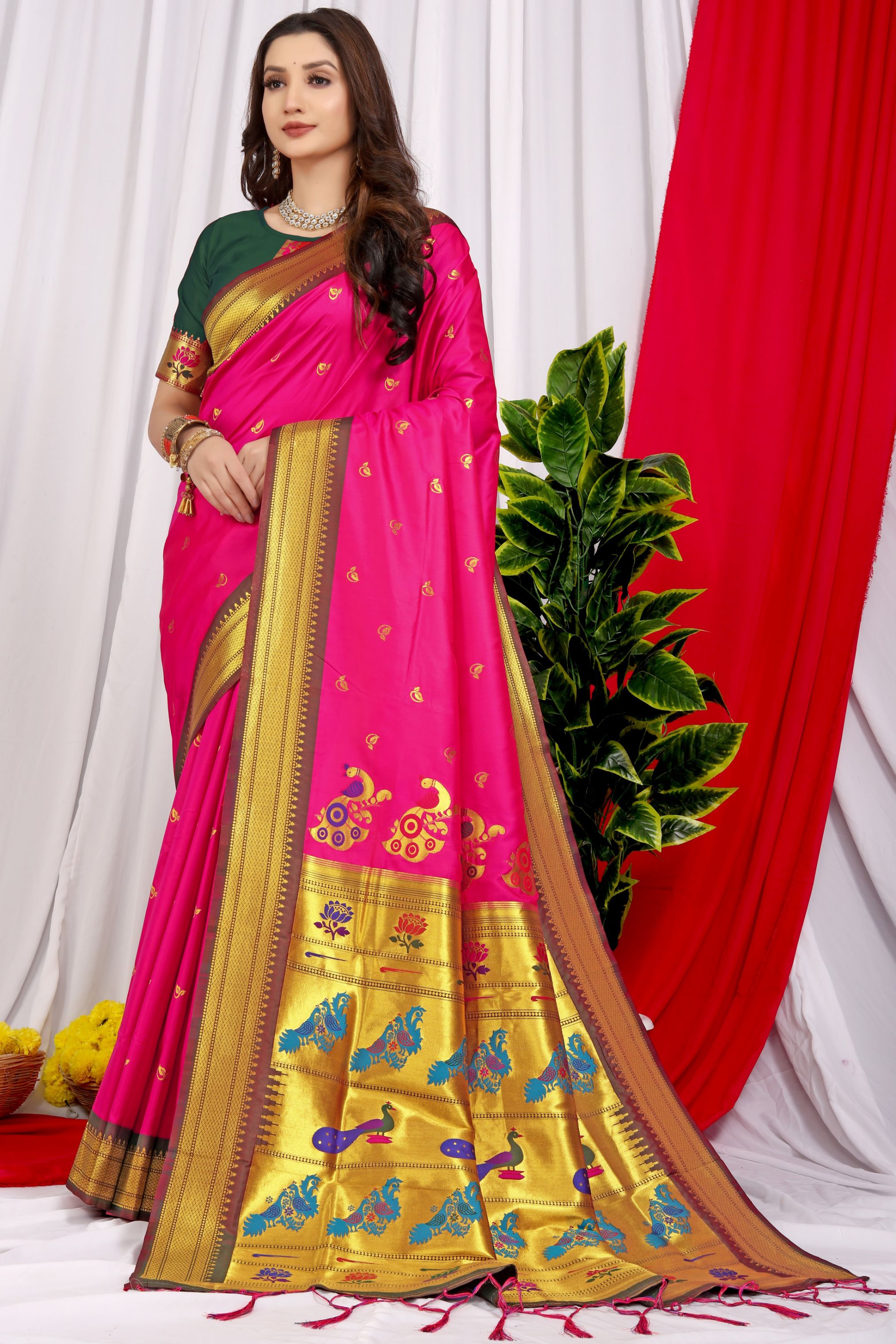 pink color high demand next level paithani saree