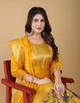 Yellow Color Daily wear Unstich suit dress material in Paithani Style
