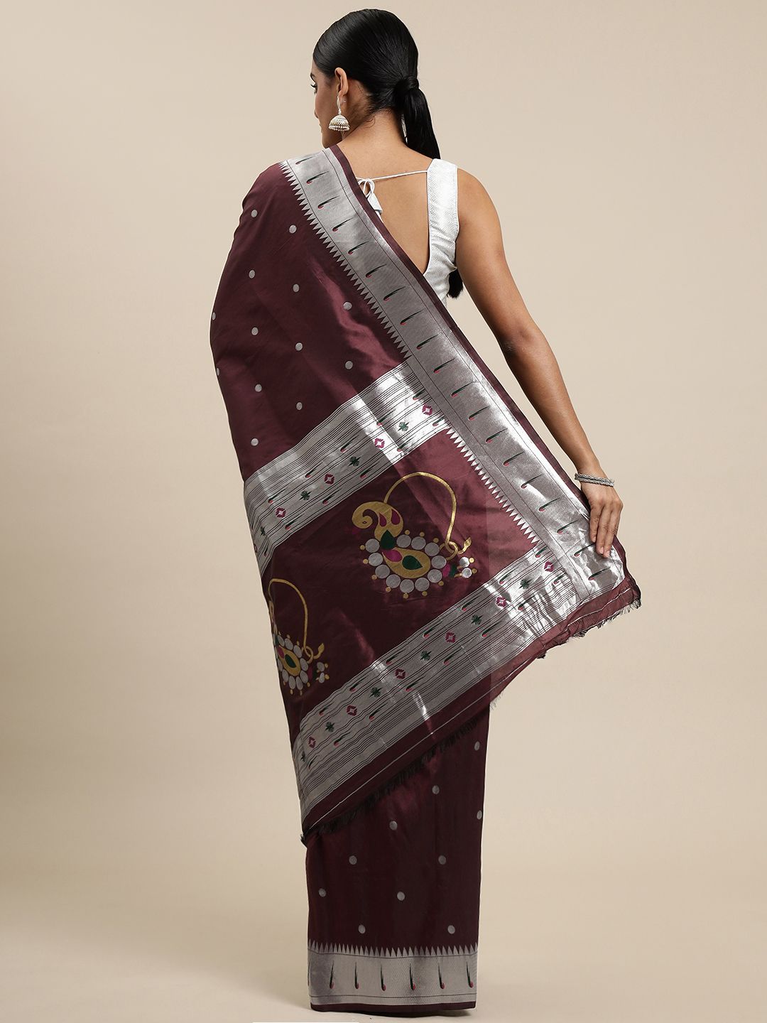 Maroon With Silver Border Soft Silk Saree – TheDesignerSaree