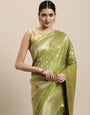 Pista green Color Traditional Banarasi Silk Sarees in Bollywood Style