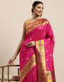 Pink Pure Paithani Silk Saree Gold Zari Weaving Work-Special Wedding wear & party wear Indian Collection