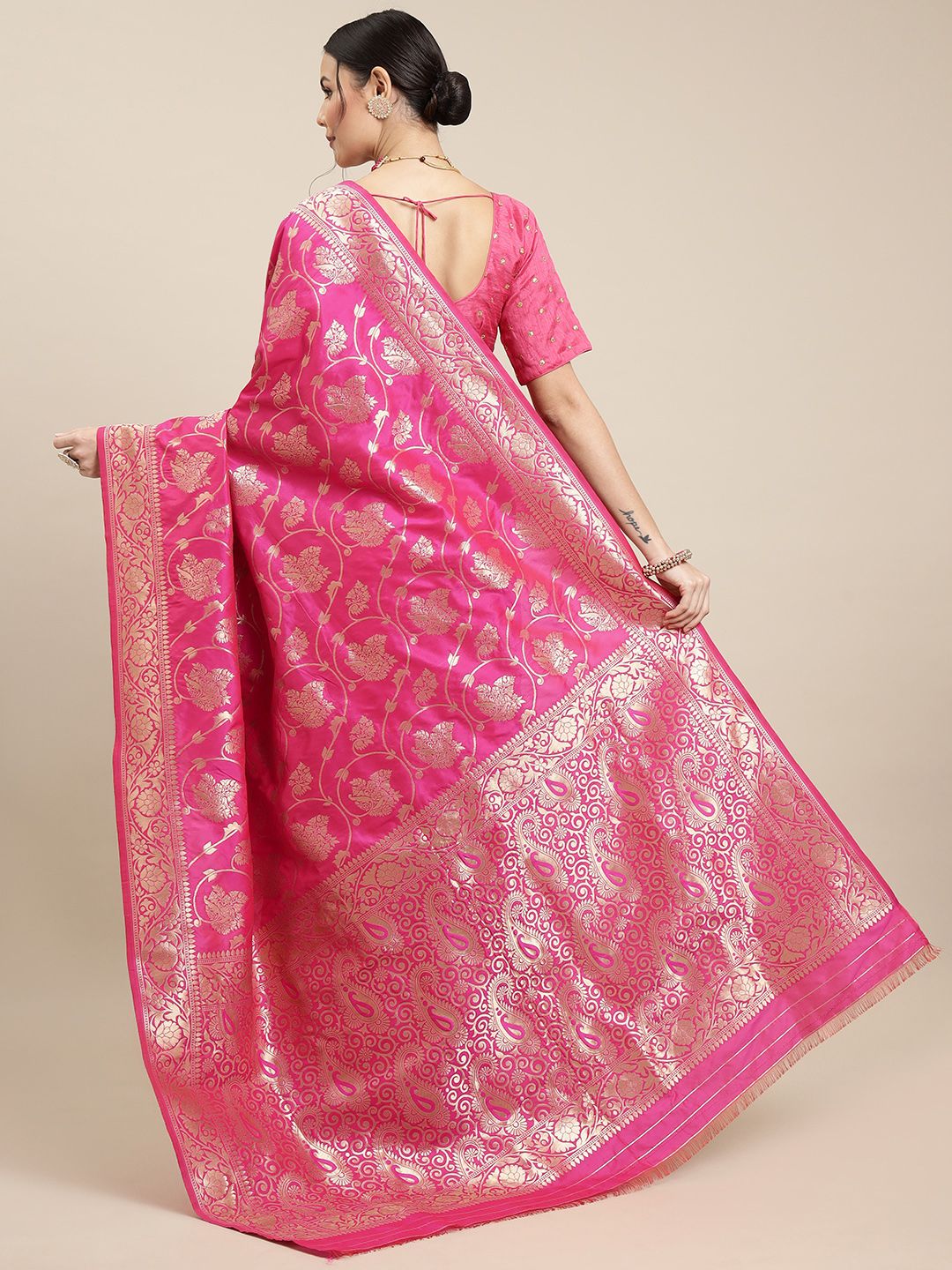 pink bollywood inspire paithani saree soft fabric