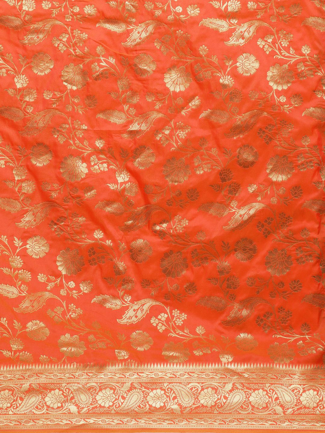 Orange Colour Silk banarasi sarees for women