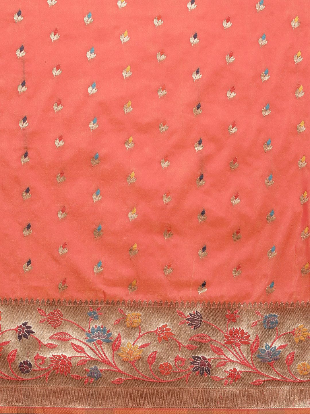 peach best multicolor meenawork zariweaving banarasi saree for woman