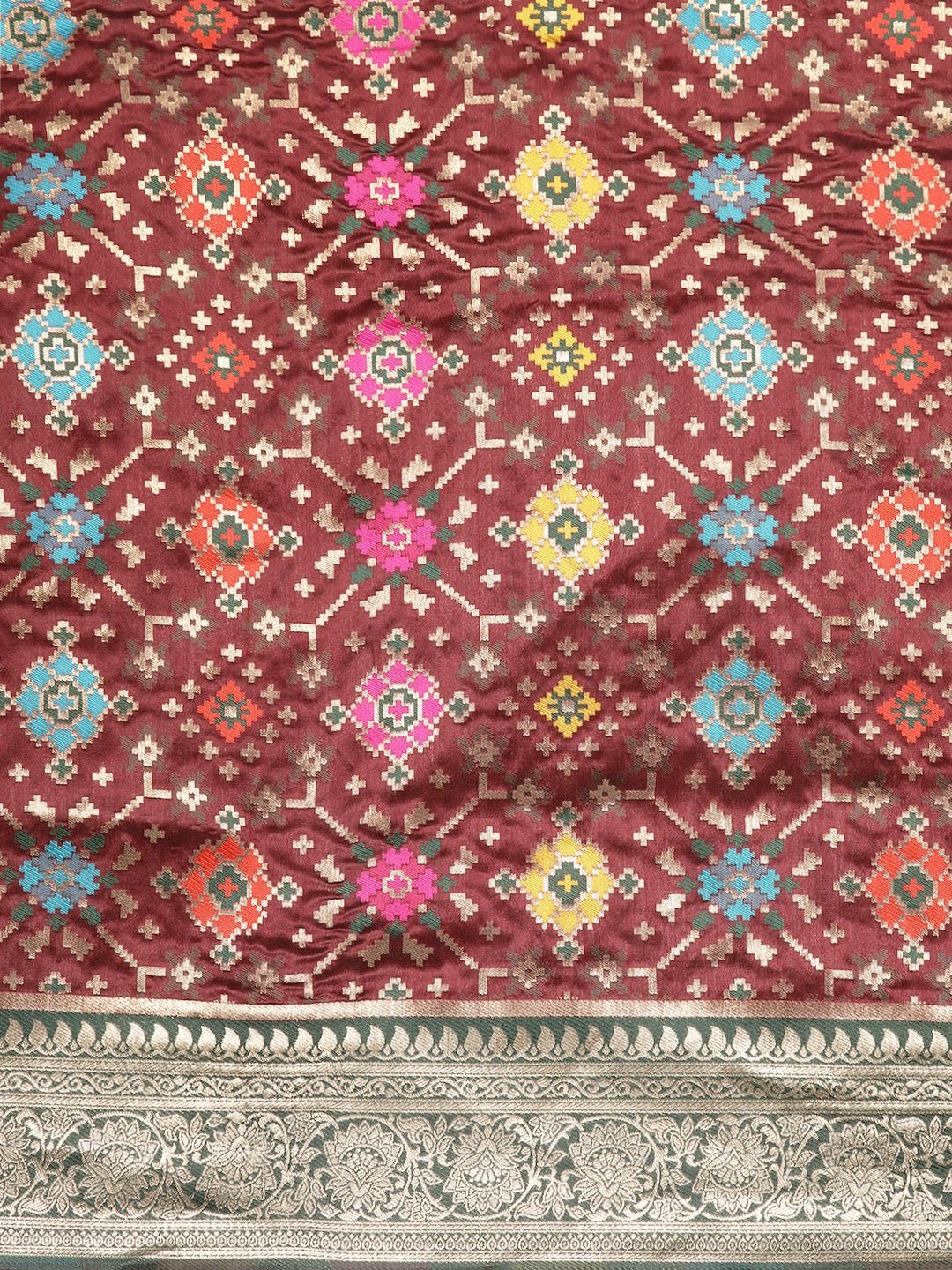 Maroon color banarasi weaving patola saree with brilliant look