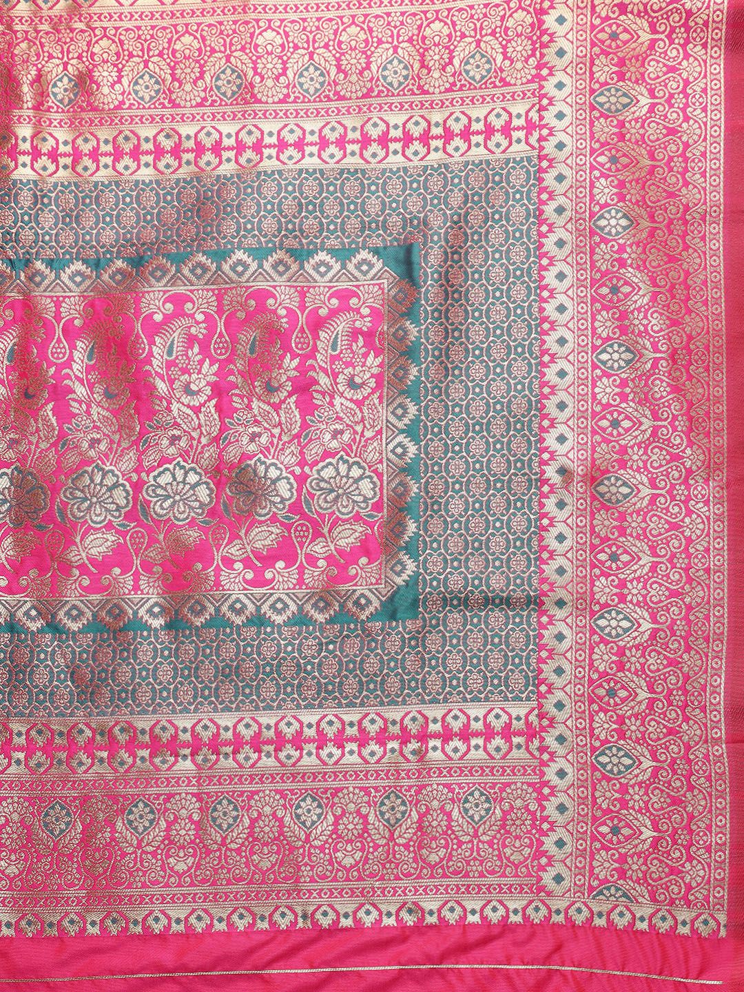 Steel Rama Color Heavy Banarasi silk Emboss Saree Gorgeous all over Body Design