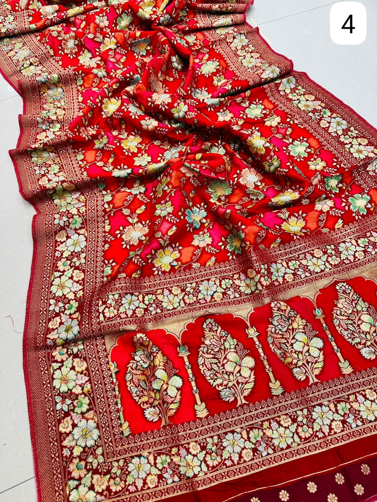 red color  Pure viscose multicolor duppta best for wedding