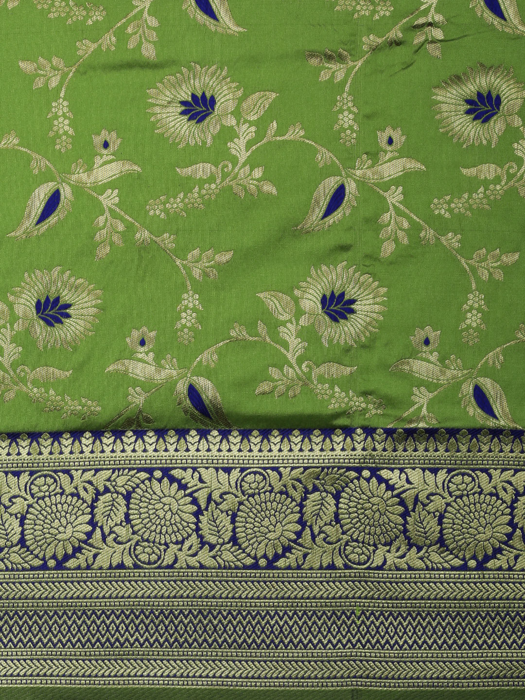 Pista green  color Designer Banarasi silk saree with meenkari work design