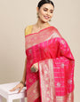 Pink Color Bollywood Banarasi Silk Saree and Silver and Gold Zari Weaving Work - Indian Wedding Collection