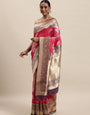 pink extream banarasi silk designar saree best for new look