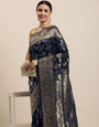 Navy blue Colour Silk banarasi sarees for women