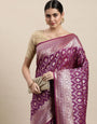 Purple classic Color Traditional Banarasi Silk Sarees in Bollywood Style