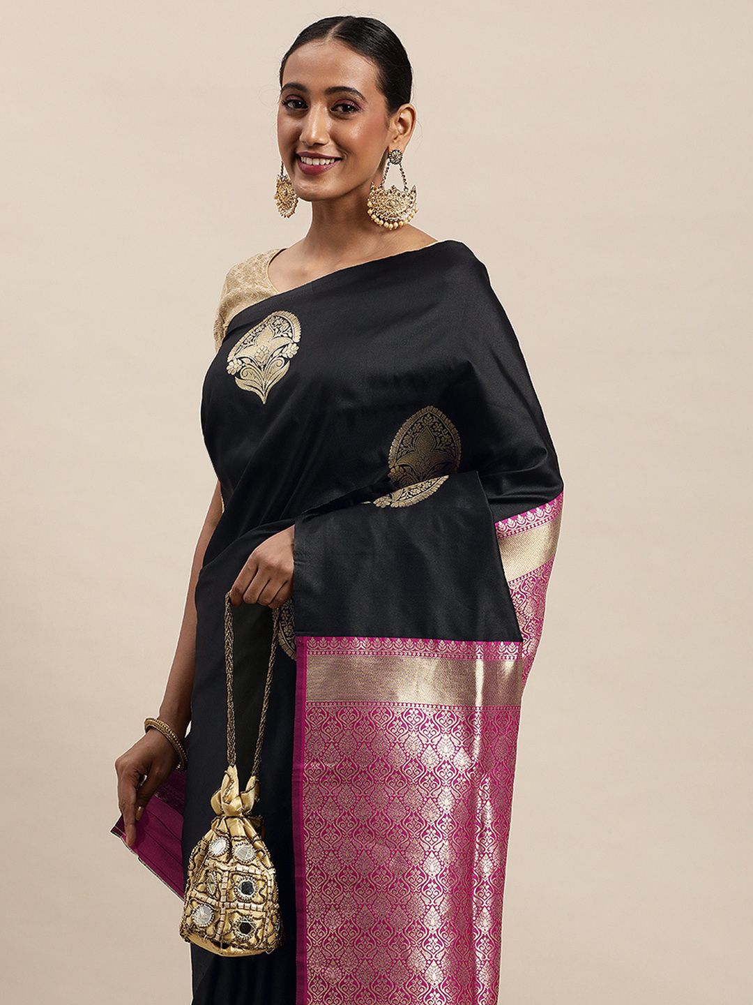 black Unique Latest saree design banarasi saree