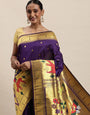 purple color paithani saree with all over gardan pallu