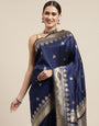 Navy blue Color Bollywood-inspired Banarasi silk sarees