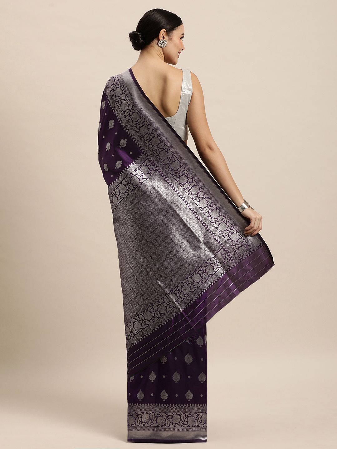 Purple And Silver Toned Silk Saree Special Wedding Edition