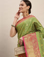 Pisa green pattu kanichipuram south indian Saree for woman