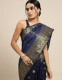 navy blue color everyday were paithani saree for woman