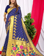 navy blue new look lateset paithani saree