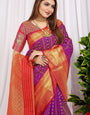 Wine color Designer kanchipuram pattu silk saree gold zari weaving work and contrast blouse