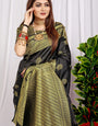 Black Color Pure Kanjivaram Silk Saree -Party wear collection