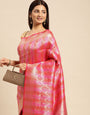 Pink color zibra desigen morden look banarasi saree with heavy looks