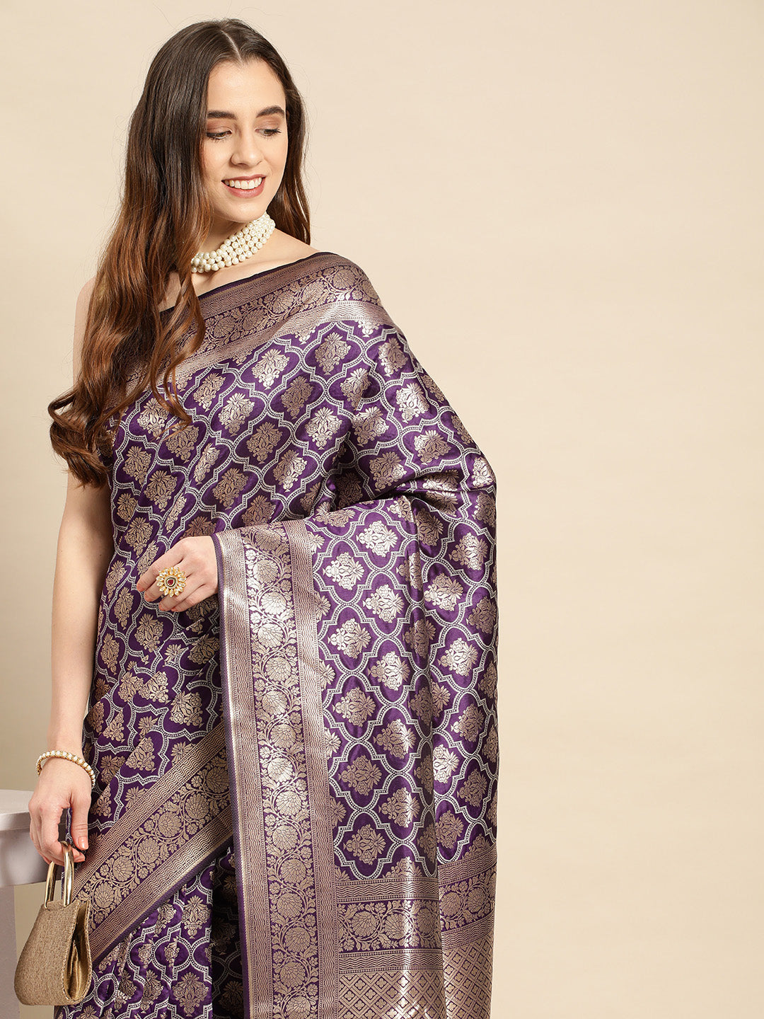Purple Color Pure Soft silk Banarasi Saree-Special Party Wear collection