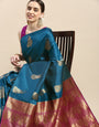 Rama color Indian Silk Sarees