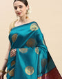 Rama Color Banarasi Silk Saree-Special Party wear collection
