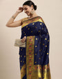 Navy Blue Pure Paithani Silk Saree Gold Zari Weaving Work-Special Wedding wear & party wear Indian Collection