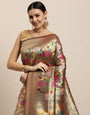 Steel Rama Color Pure Paithani Silk Saree-Latest Paithani Bollywood Collecton