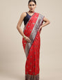 Red Color Heavy Banarasi silk Emboss Saree Gorgeous all over Body Design