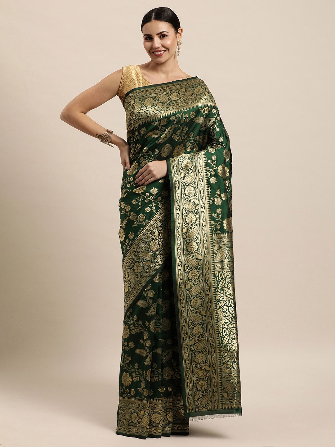 Green Colour Silk banarasi sarees for women