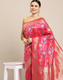 Pink Color Exclusive Banarasi Silk Saree and Beautiful Meenakari & Zari Work  With Rich Pallu