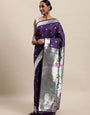purple color silver zari new paithani saree for woman