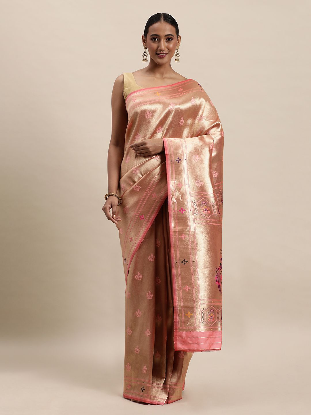 Peach Color Paithani Saree Pure Look Partywear