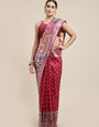 Red & Wine two Toned Partywear Banarasi Silk Saree Color Ful Meenakari Woven Design And Designer Rich Pallu
