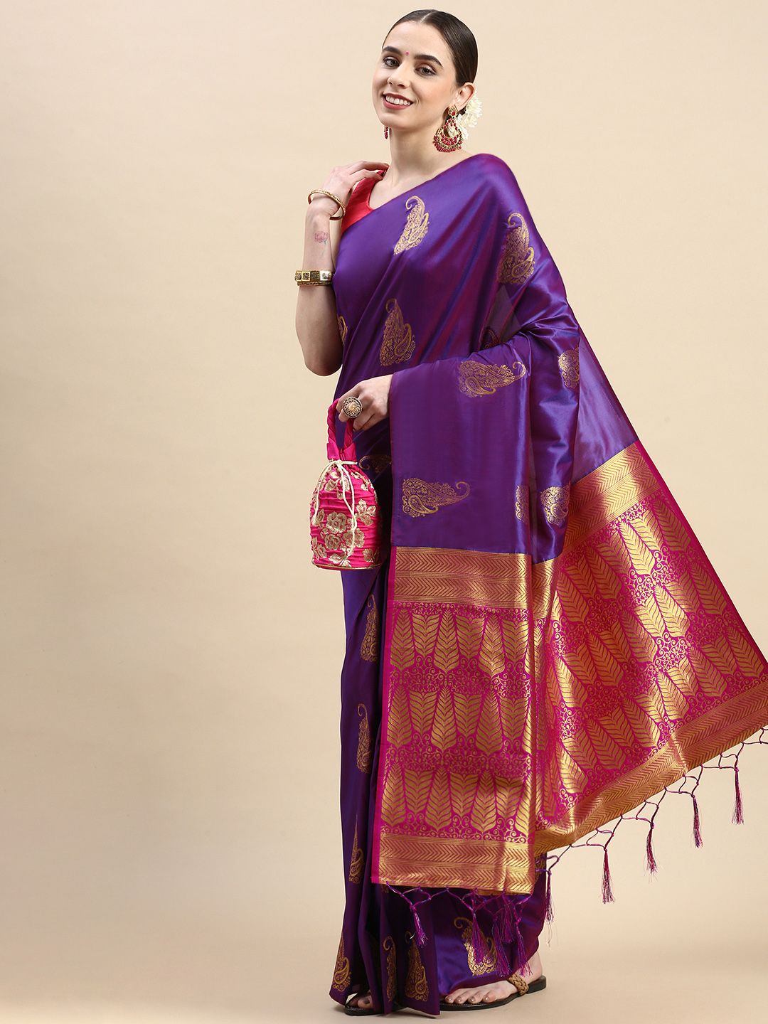 Two-Toned Purple color Indian Silk Sarees