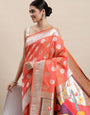 peach Authentic Paithani sarees with great radha krishna pallu orignal look