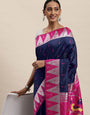 navy blue traditional paithani saree for woman fancy look